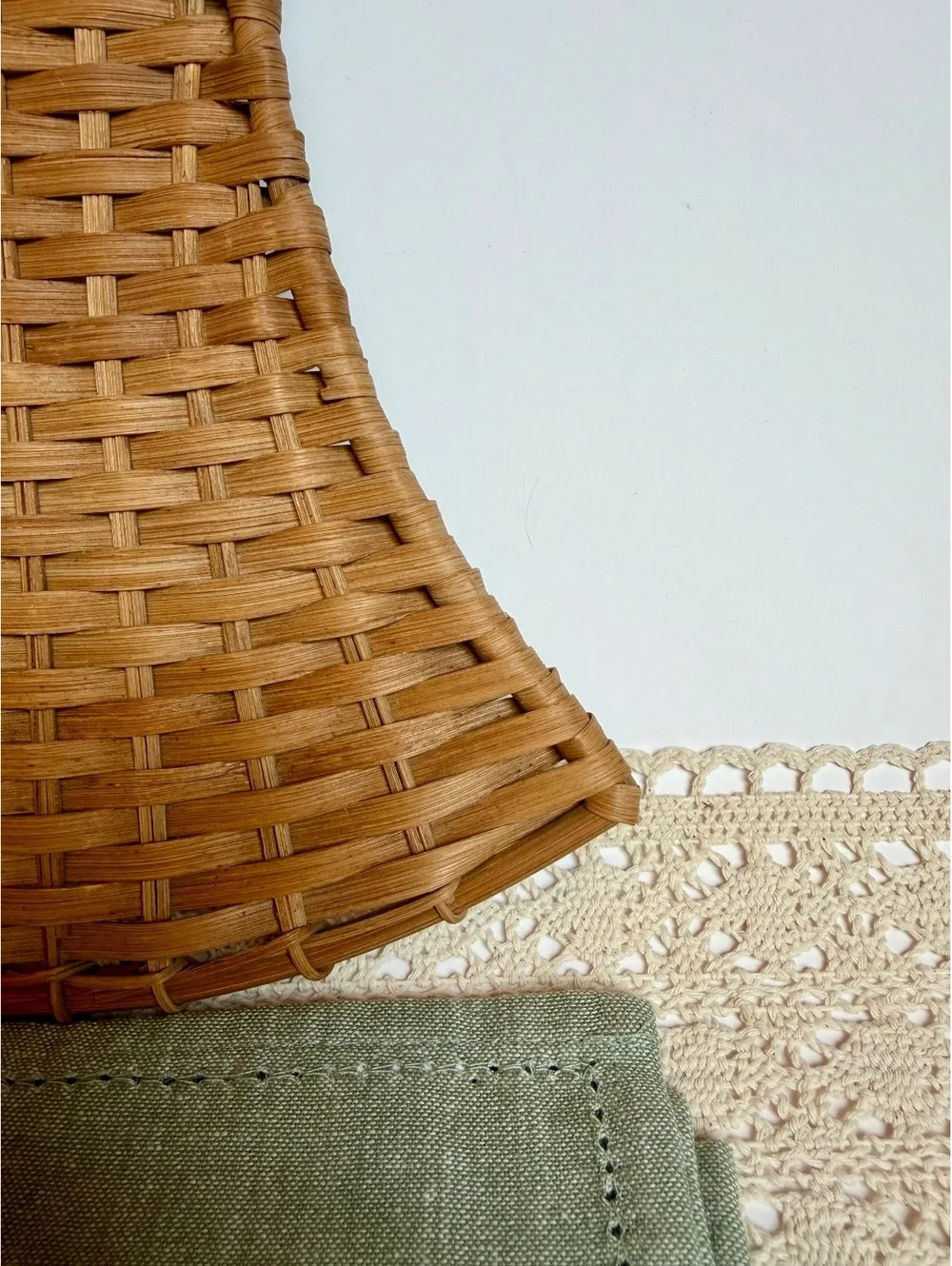 Vintage Wicker Bell Wall Hanging Made in Hong Kong Boho Rattan Wall Decor